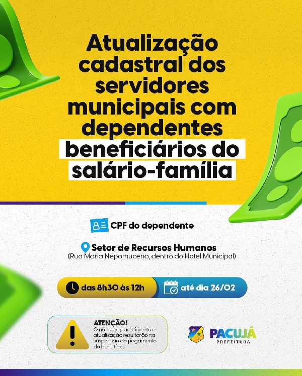 Atenção Servidores Beneficiários do Salário-Família!!